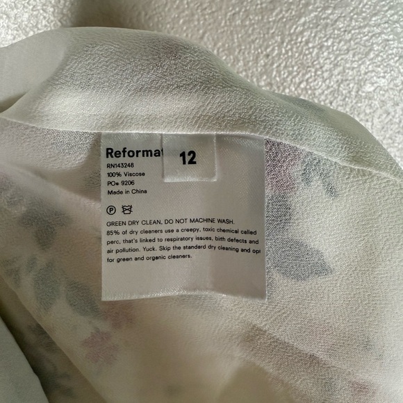 NWT Reformation Dietrich White Pink Floral Midi Dress SIZE 12 M3 - Picture 12 of 13